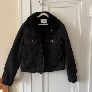 pistola Black Sherpa-Trim Denim Jacket, 100% cotton shell